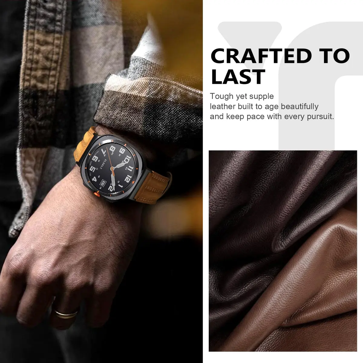 Tlselt Leather Band for Samsung Galaxy Watch Ultra 2/Ultra 47mm | Vintage Rugged Style, All-Day Comfort, Gift-Ready - view 5