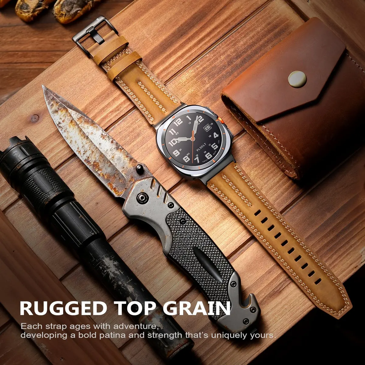 Tlselt Leather Band for Samsung Galaxy Watch Ultra 2/Ultra 47mm | Vintage Rugged Style, All-Day Comfort, Gift-Ready - view 6