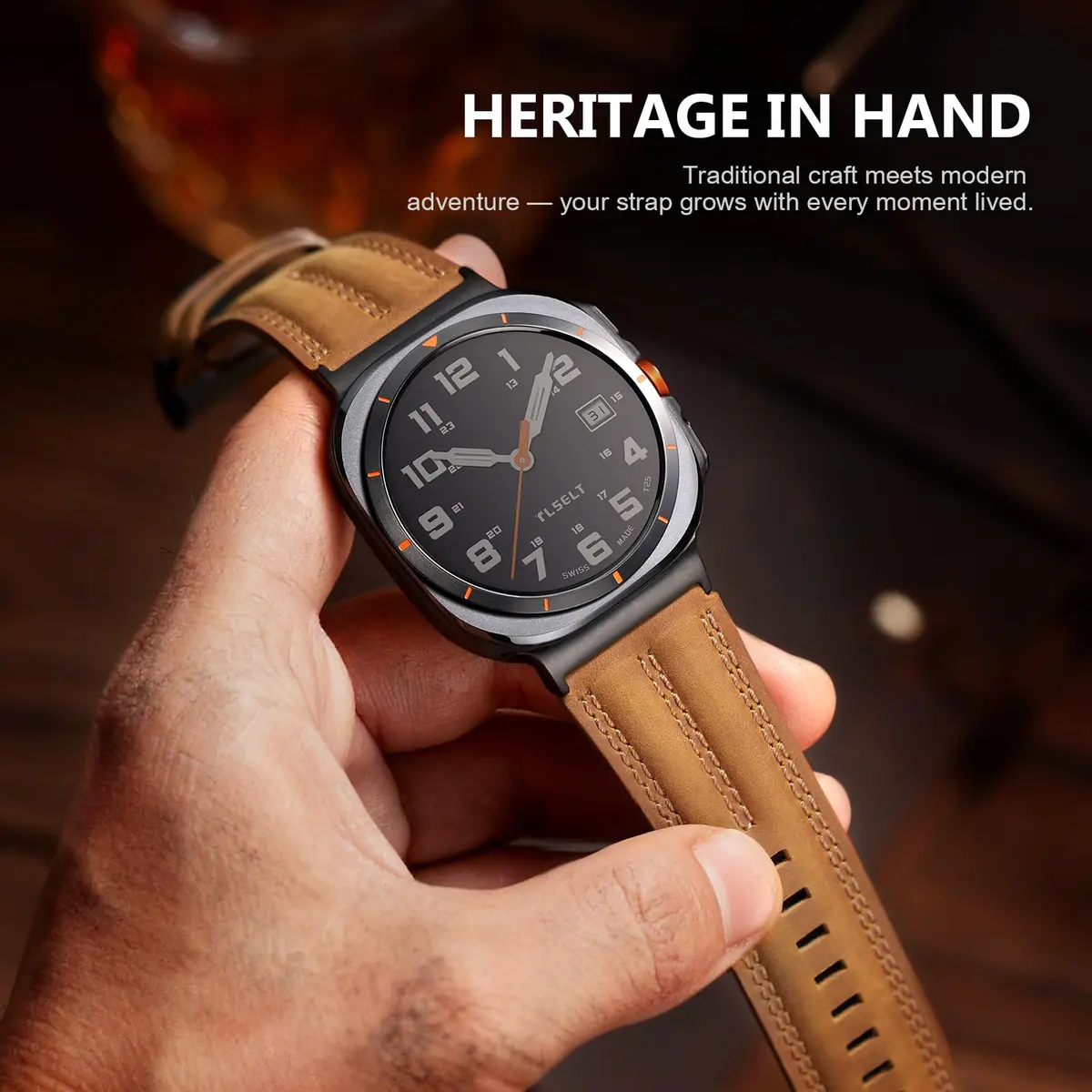 Tlselt Leather Band for Samsung Galaxy Watch Ultra 2/Ultra 47mm | Vintage Rugged Style, All-Day Comfort, Gift-Ready - view 7