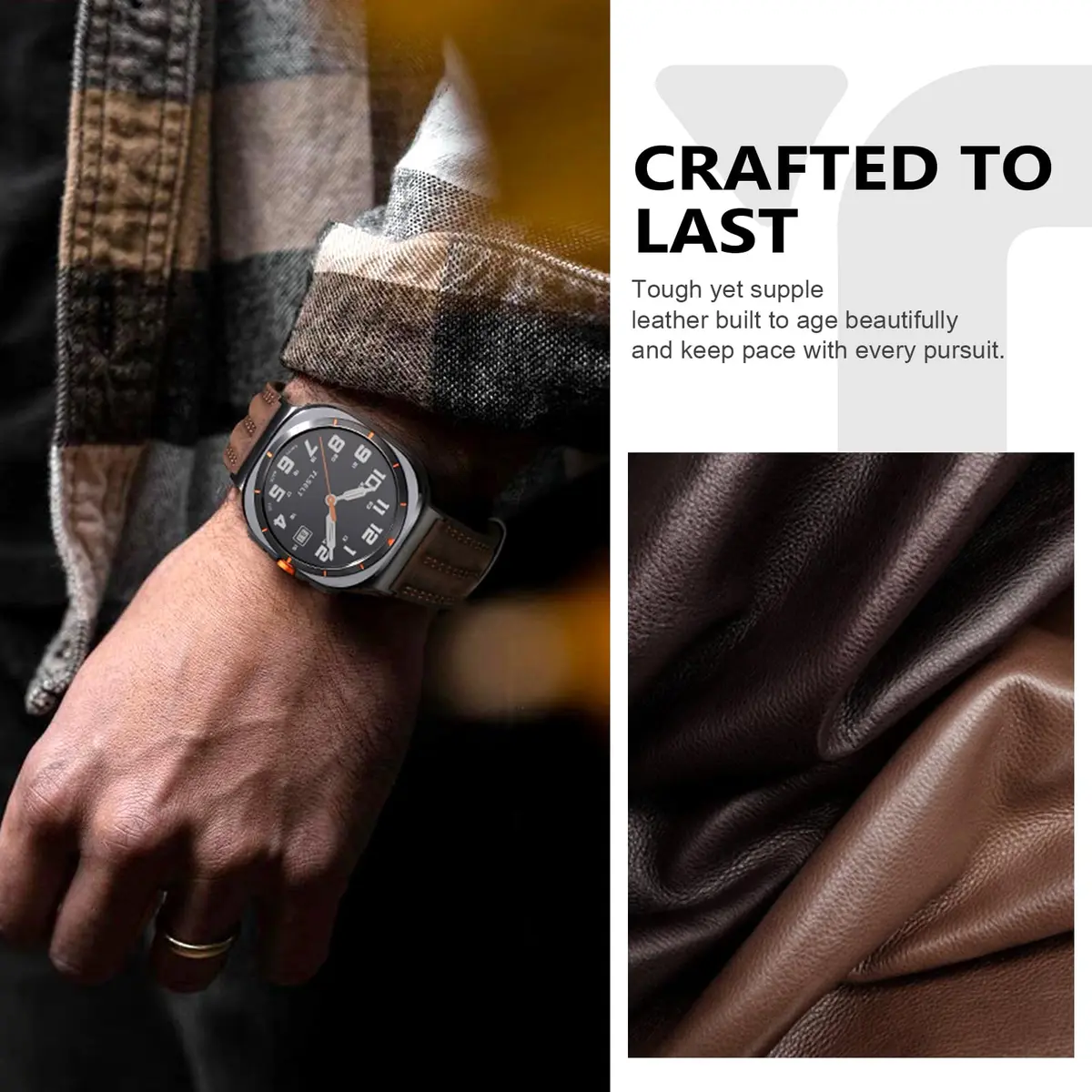 Tlselt Leather Band for Samsung Galaxy Watch Ultra 2/Ultra 47mm | Vintage Rugged Style, All-Day Comfort (70-120 chars) - view 5