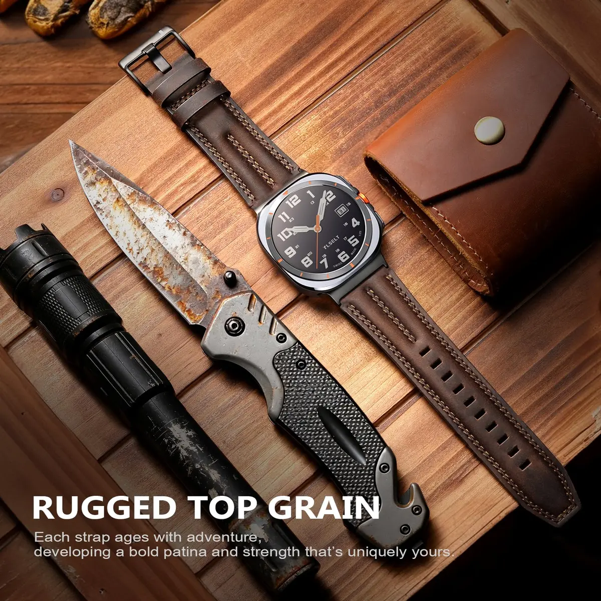 Tlselt Leather Band for Samsung Galaxy Watch Ultra 2/Ultra 47mm | Vintage Rugged Style, All-Day Comfort (70-120 chars) - view 6