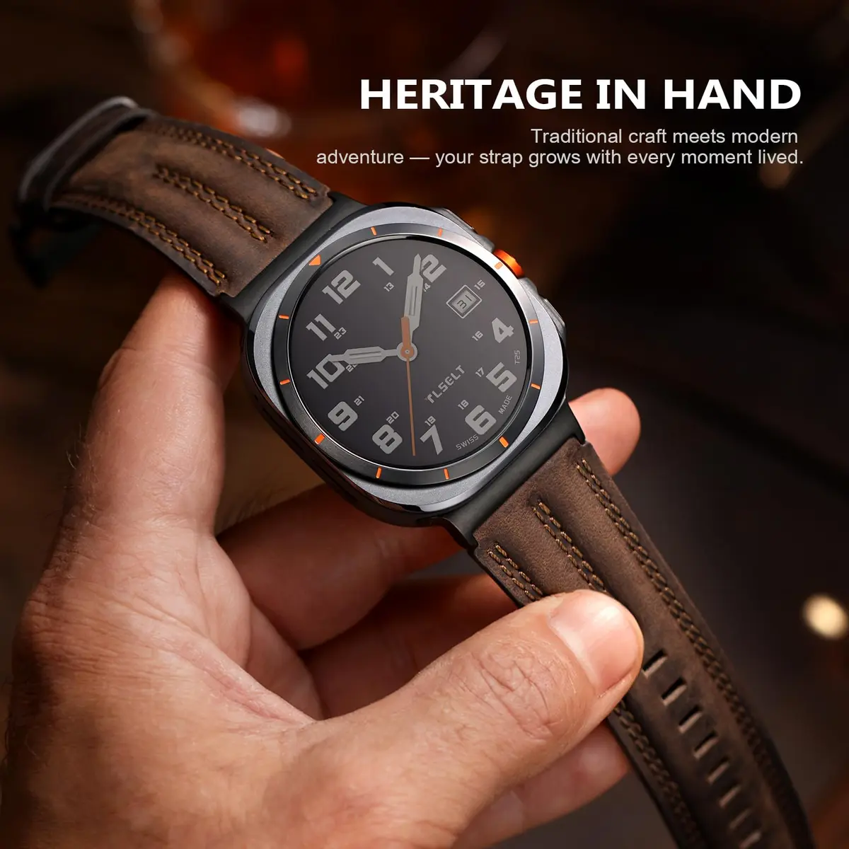 Tlselt Leather Band for Samsung Galaxy Watch Ultra 2/Ultra 47mm | Vintage Rugged Style, All-Day Comfort (70-120 chars) - view 7