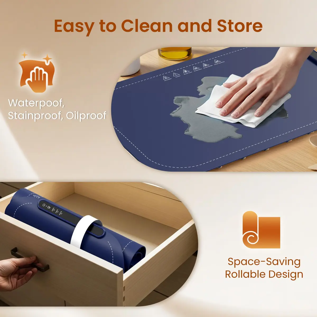 Kismile Food Warming Mat 3-Temp Blue | Rapid Full-Surface Heating & Portable - view 5