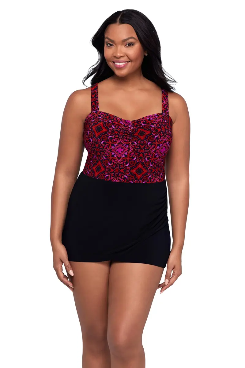 Trimshaper Womens Tummy Control Laura Swimdress with Sweetheart Neckline and Molded Cups | Fully Lined, Tummy Control, Adjustable Straps - main product image
