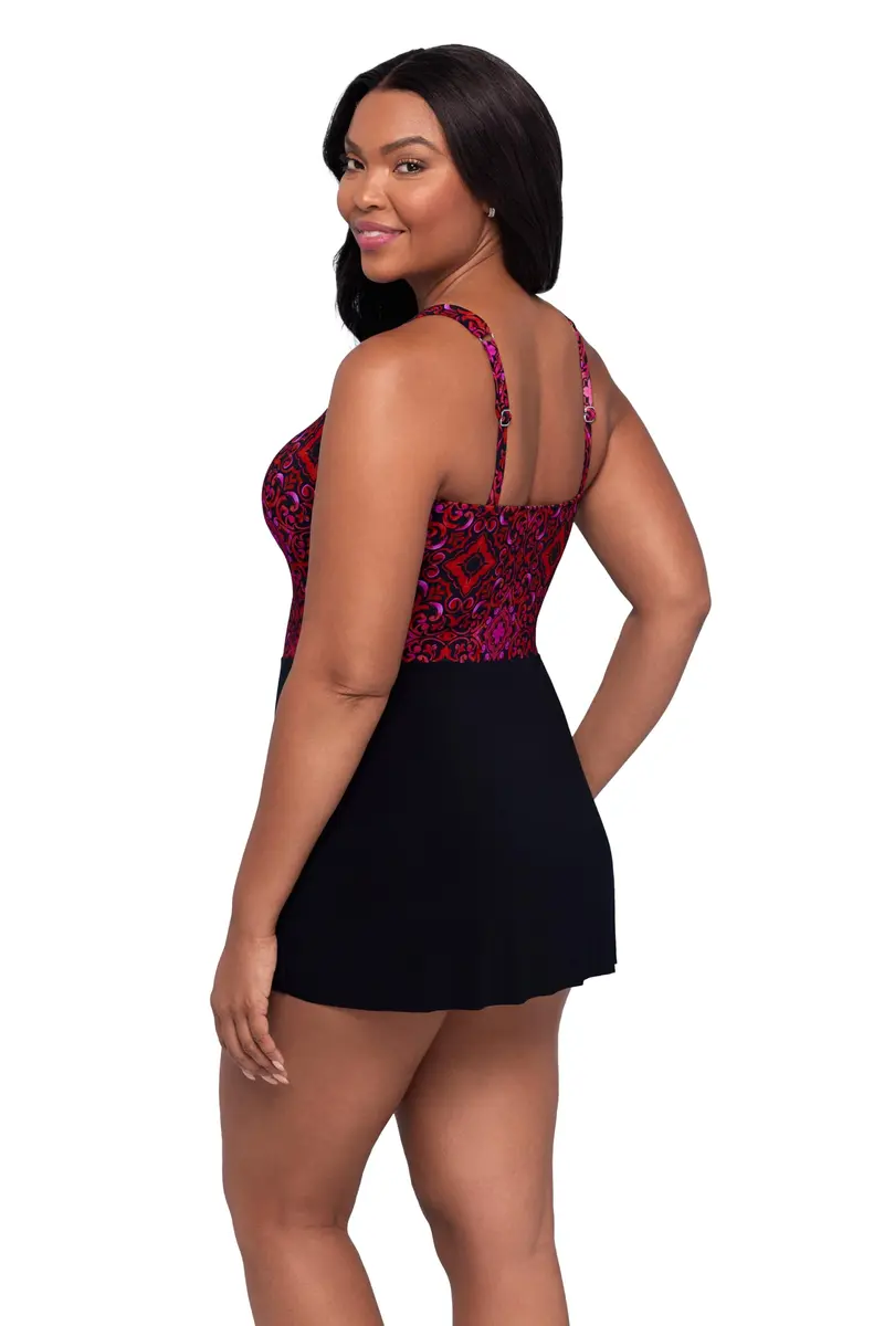 Trimshaper Womens Tummy Control Laura Swimdress with Sweetheart Neckline and Molded Cups | Fully Lined, Tummy Control, Adjustable Straps - view 2