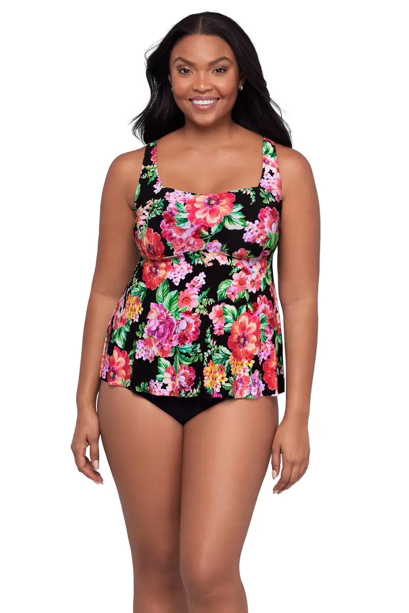 Trimshaper Womens Adjustable Maddie Swim Tankini Top with Built-in Bra Support and Back Closure, Desert Flora, Size 10 | Flattering Support - main product image