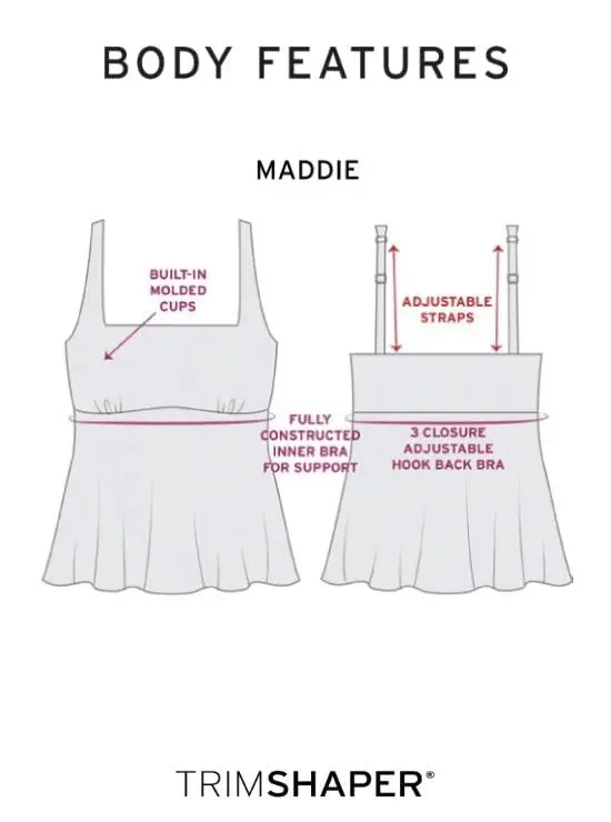 Trimshaper Womens Adjustable Maddie Swim Tankini Top with Built-in Bra Support and Back Closure, Desert Flora, Size 10 | Flattering Support - view 3