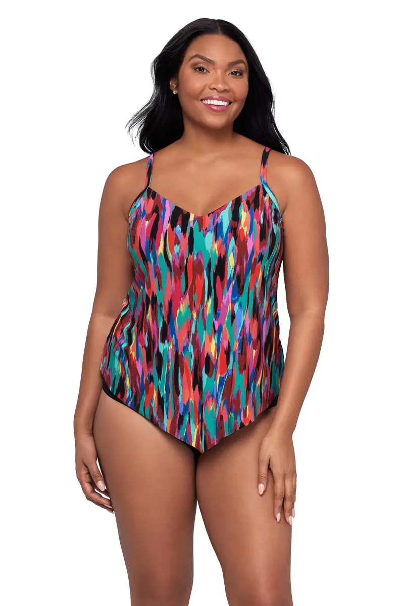 Trimshaper Womens Adjustable Hank Swim Tankini Top with Built-in Bra Support, Abstract Mosaic, 18 | Supportive, Stylish & Comfortable - main product image
