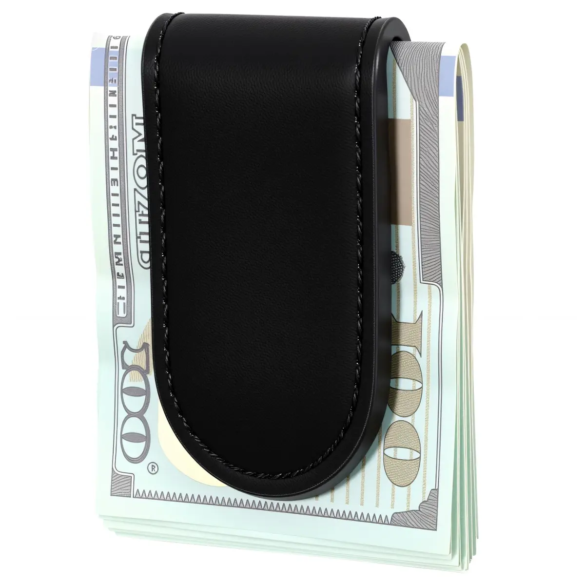 Hpmjz Slim Magnetic Money Clip Leather Business Card Holder for Men Black | Compact & Secure (70-120 chars) - main product image