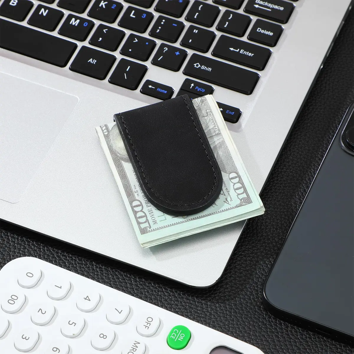 Hpmjz Slim Magnetic Money Clip Leather Business Card Holder for Men Black | Compact & Secure (70-120 chars) - view 5