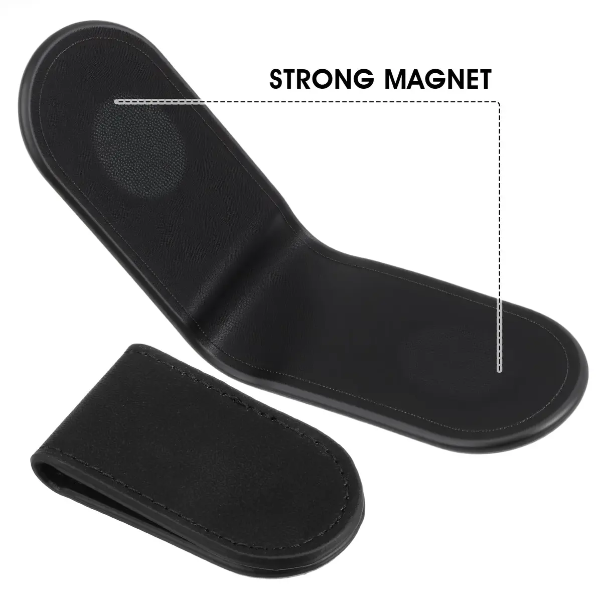 Hpmjz Slim Magnetic Money Clip Leather Business Card Holder for Men Black | Compact & Secure (70-120 chars) - view 4