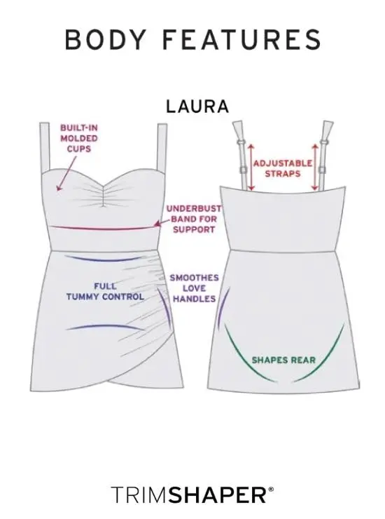 Trimshaper Tummy Control Laura Swimdress with Molded Cups & Sweetheart Neckline, Lush Paradise, Size 12 | Elegant & Supportive - view 4