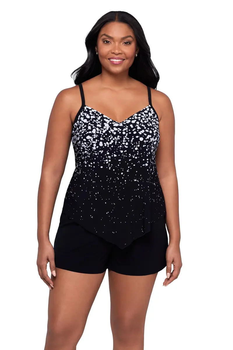 Trimshaper Womens Full Tummy Control Hank Swim Romper with Removable Cups and Adjustable Straps | Confetti Dot Ombre, Size 12 - main product image