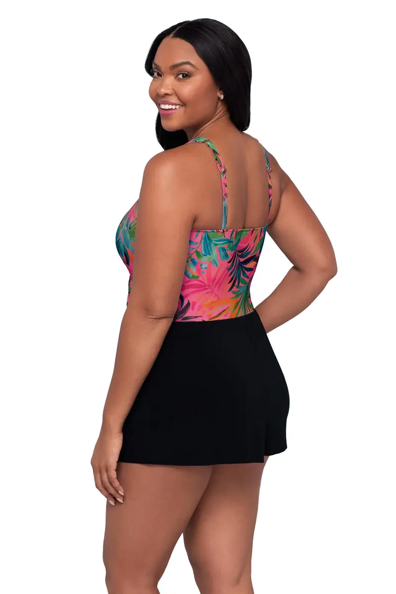 Trimshaper Womens Full Tummy Control Kim Swim Romper with Pockets and Built-in Bra | Amazonian Palms, Size 12, Full Support & Style - view 2