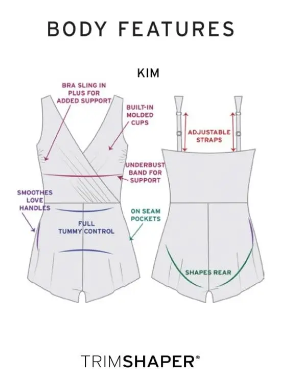 Trimshaper Womens Full Tummy Control Kim Swim Romper with Pockets and Built-in Bra | Amazonian Palms, Size 12, Full Support & Style - view 4
