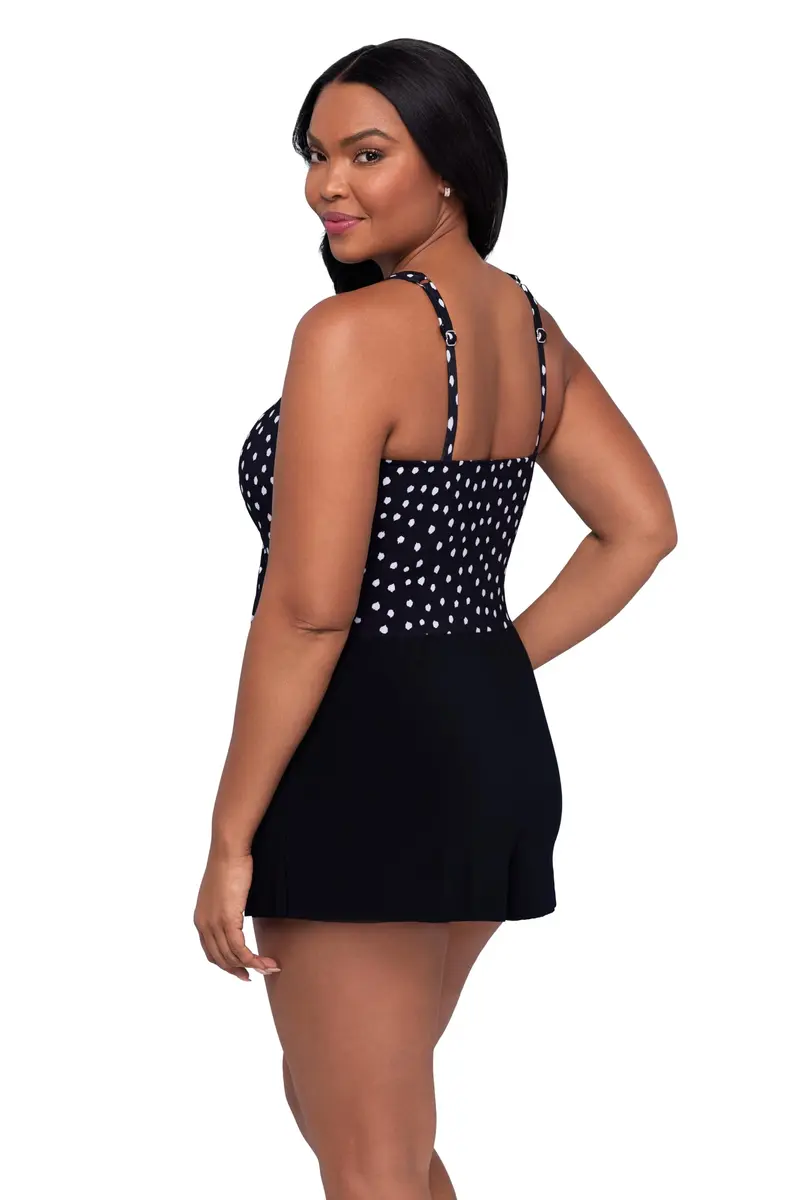 Trimshaper Womens Full Tummy Control Kim Swim Romper with Pockets and Built-in Bra | Confetti Dot, Size 12, USA Import - view 2