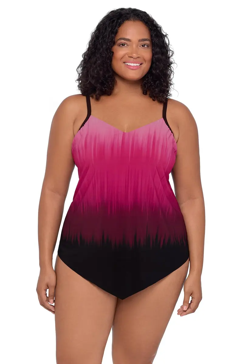 Trimshaper Womens Adjustable Hank Swim Tankini Top with Built-in Bra Support | Rose Ombre, Size 16W - main product image