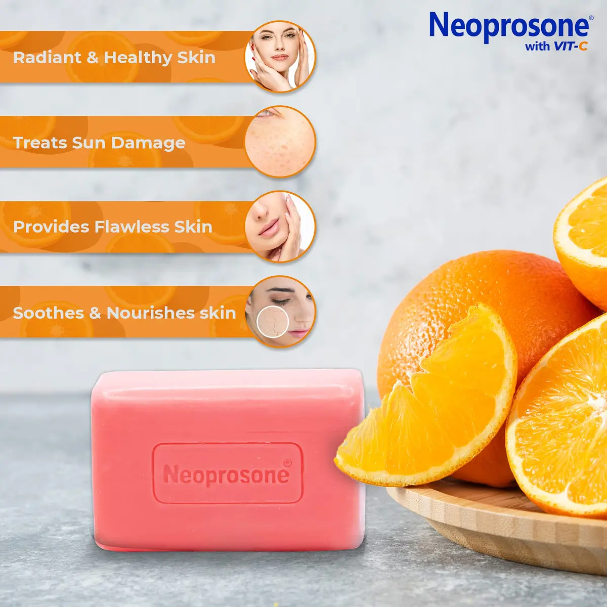 Neoprosone Skin Brightening Soap 200g | Exfoliating Bar with Vitamin C & Castor Oil for Spot Reduction - view 3