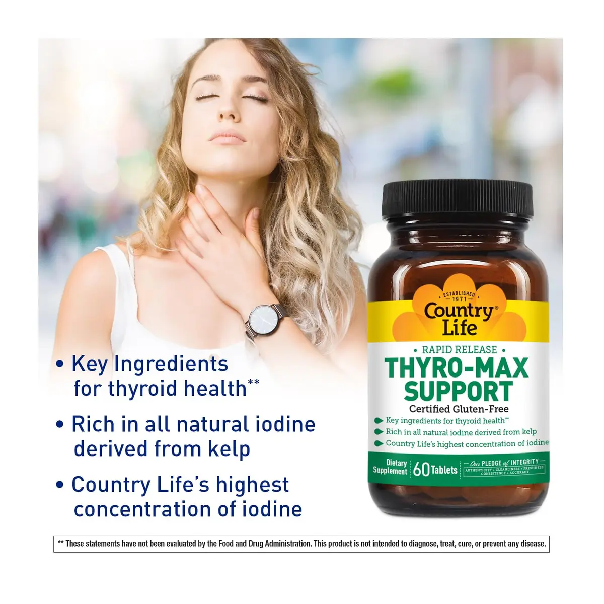 Country Life Thyro-Max Support - Kelp-Derived Iodine & L-Tyrosine | Supports Thyroid & Metabolism - view 6