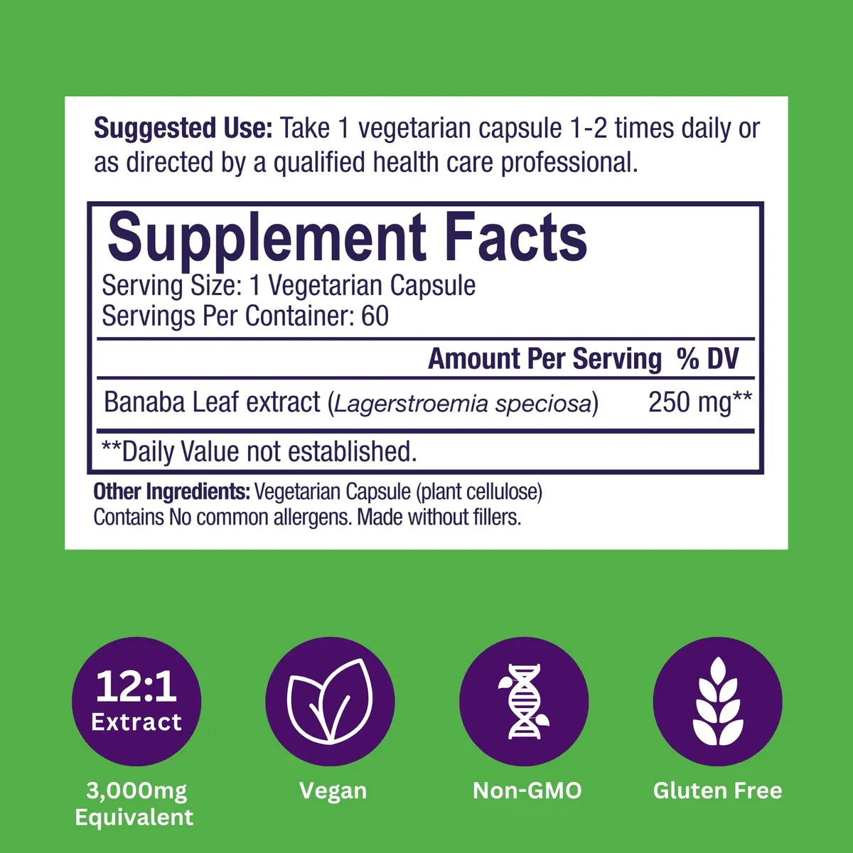 Paradise Herbs Banaba Leaf 12:1 Extract 250 mg | Vegan, Gluten-Free, Non-GMO Capsules - view 6