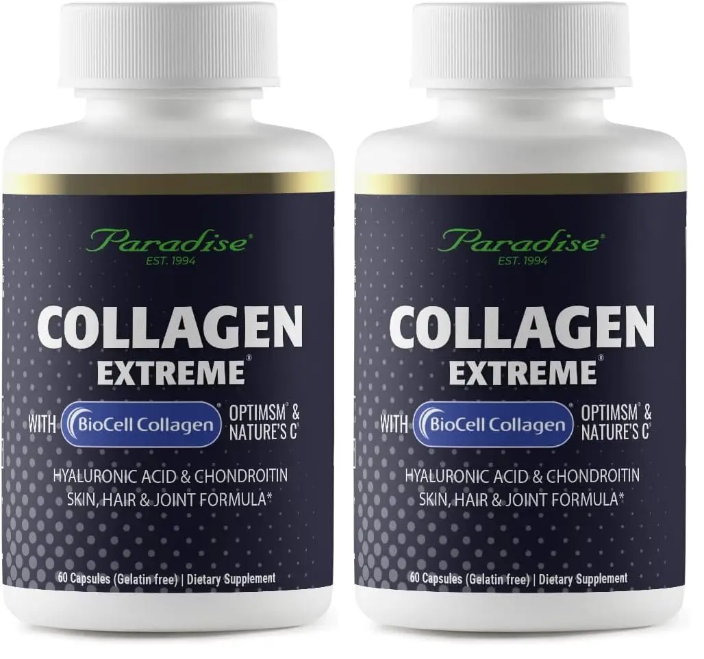 Paradise Herbs Collagen Extreme with Biocell Collagen, Hyaluronic Acid, and Nature's C | Supports Hair, Skin & Joints, 60 Capsules (Pack of 2) - main product image