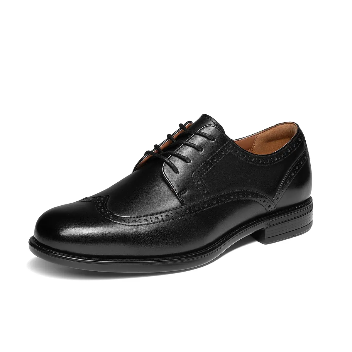 Bruno Marc Men's Brogue Wingtip Oxford Leather Dress Shoes Black Size 10 | Classic Leather Oxfords with ReserveCush Comfort Technology - main product image