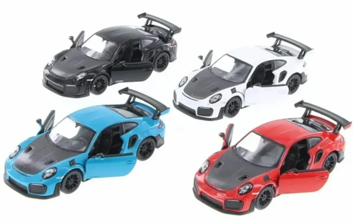 KiNSMART 2010 Porsche 911 GT2 RS 1:36 Scale Die Cast Metal Model Toy Sports Car (4 Set, Black) | ASTM-Tested Non-Riding Toy Vehicle - main product image