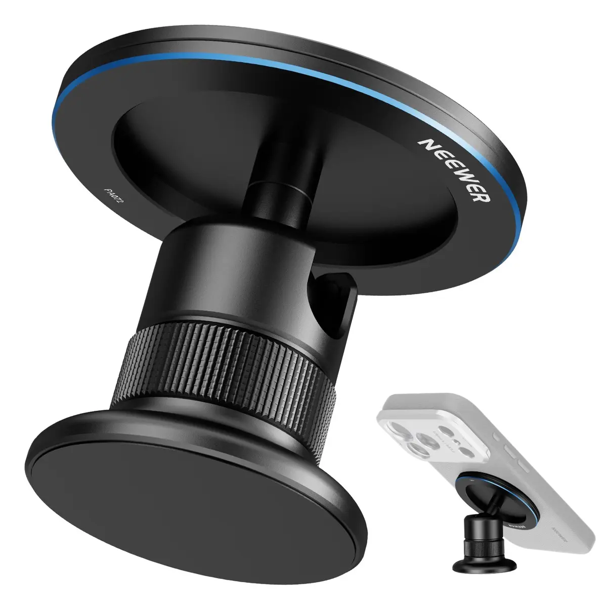 NEEWER Magnetic Phone Tripod Mount with Ball Head & 1/4" Thread | Silver, 79g (2.8oz) - main product image