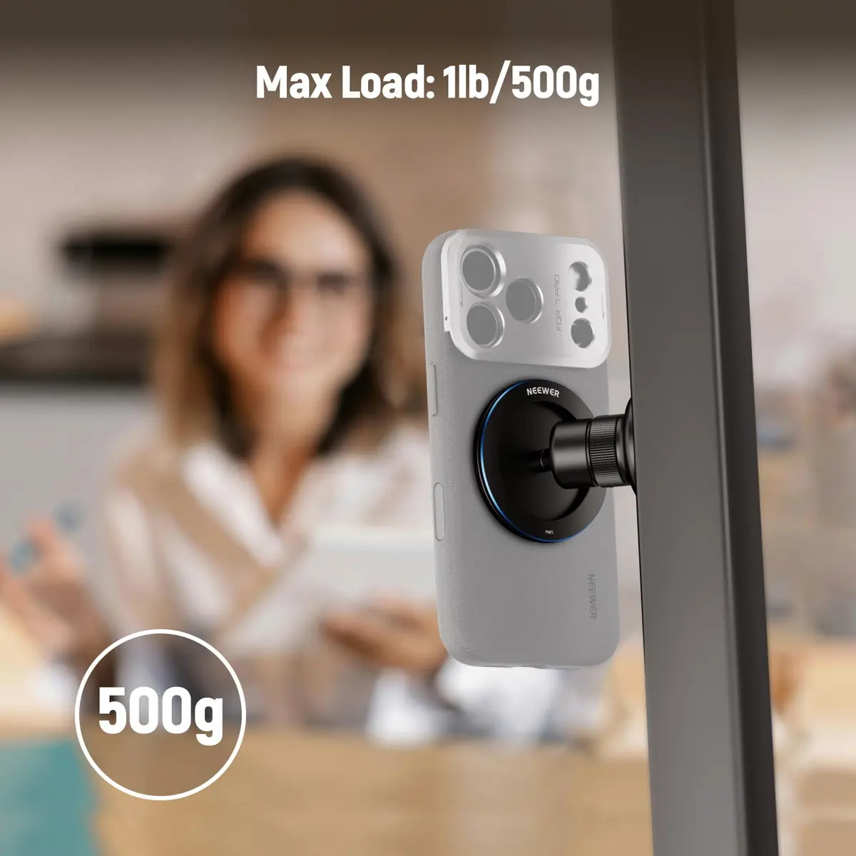 NEEWER Magnetic Phone Tripod Mount with Ball Head & 1/4" Thread | Silver, 79g (2.8oz) - view 6