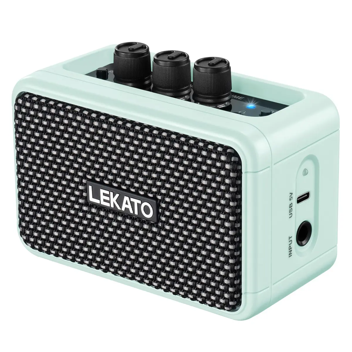 LEKATO Mini Guitar Amplifier, 5W Dual Speakers, Bluetooth, Rechargeable, 6H Playtime, Headphone Jack, Portable (Blue) - main product image