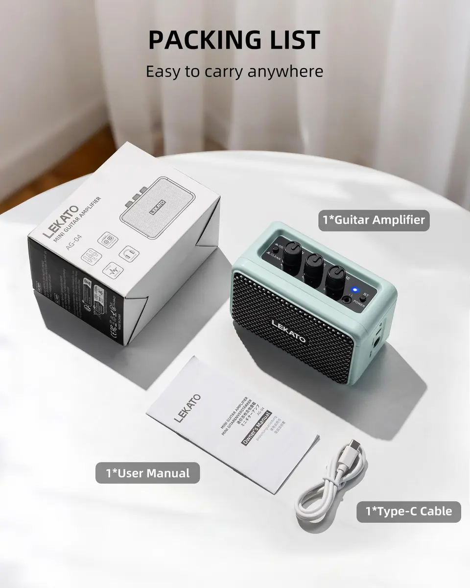 LEKATO Mini Guitar Amplifier, 5W Dual Speakers, Bluetooth, Rechargeable, 6H Playtime, Headphone Jack, Portable (Blue) - view 8