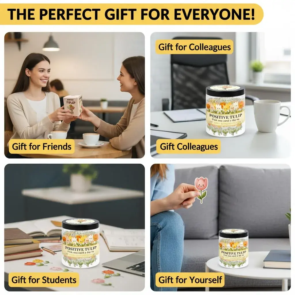 DEARMINE Positive Tulip Jar with 60 Affirmation Cards | 7.3cm (2.87in) Diameter - view 5