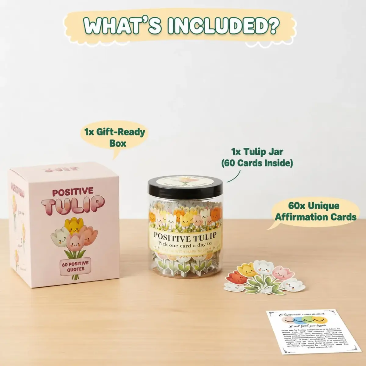 DEARMINE Positive Tulip Jar with 60 Affirmation Cards | 7.3cm (2.87in) Diameter - view 4