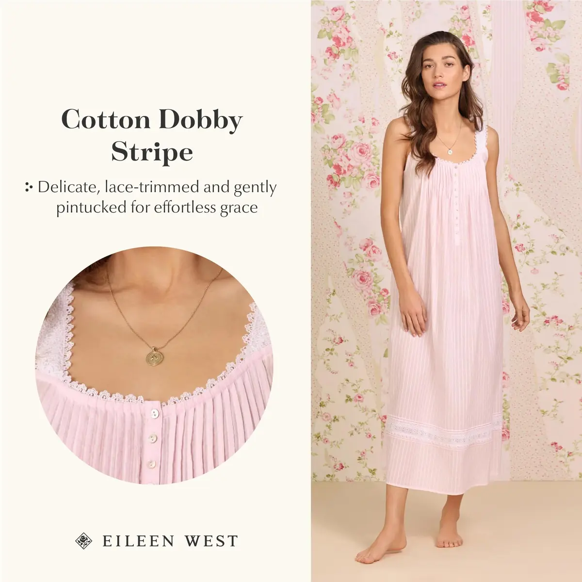 Eileen West 100% Cotton Sleeveless Nightgown 50" Navy | Elegant, Breathable & Classic - view 6