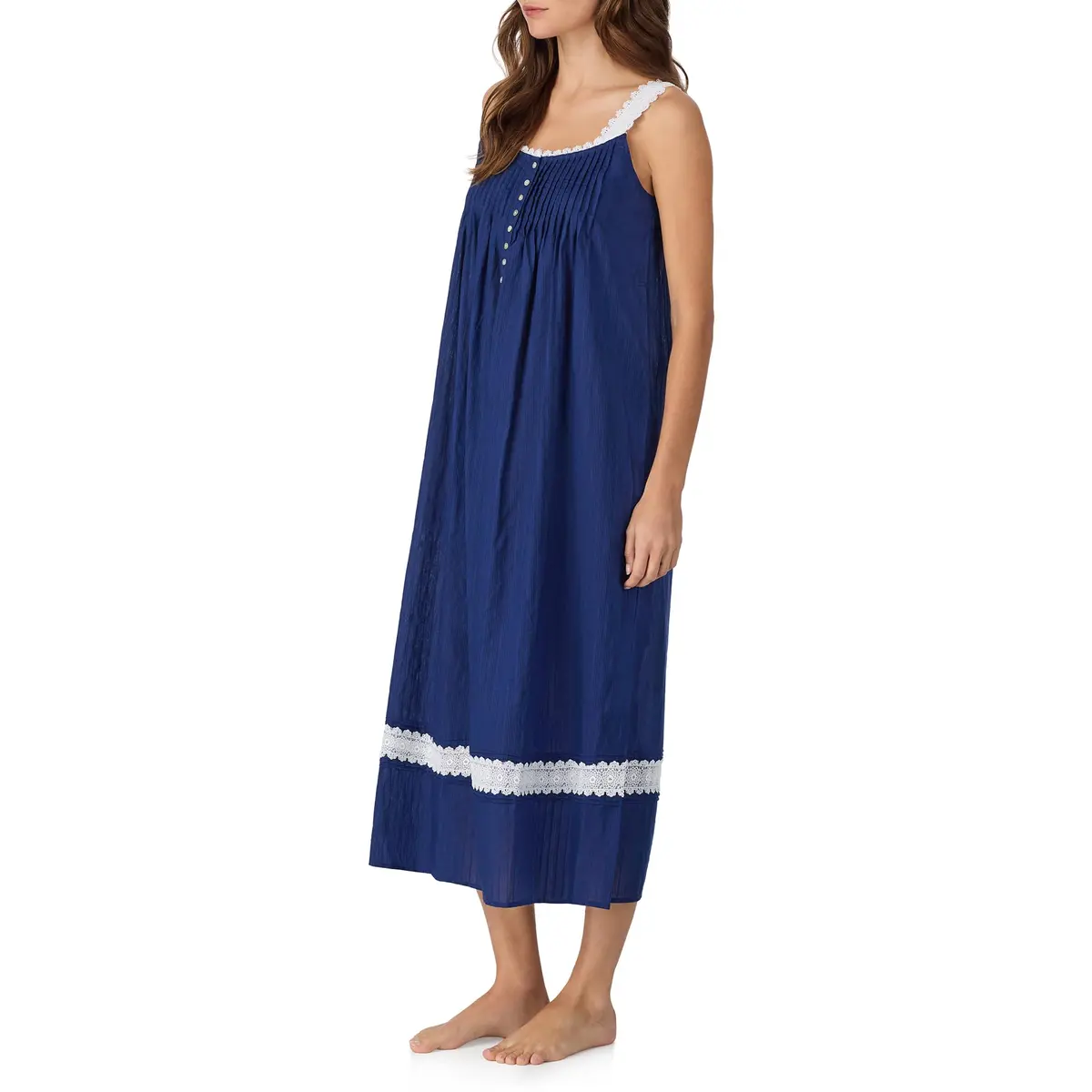 Eileen West 100% Cotton Sleeveless Nightgown 50" Navy | Elegant, Breathable & Classic - view 2