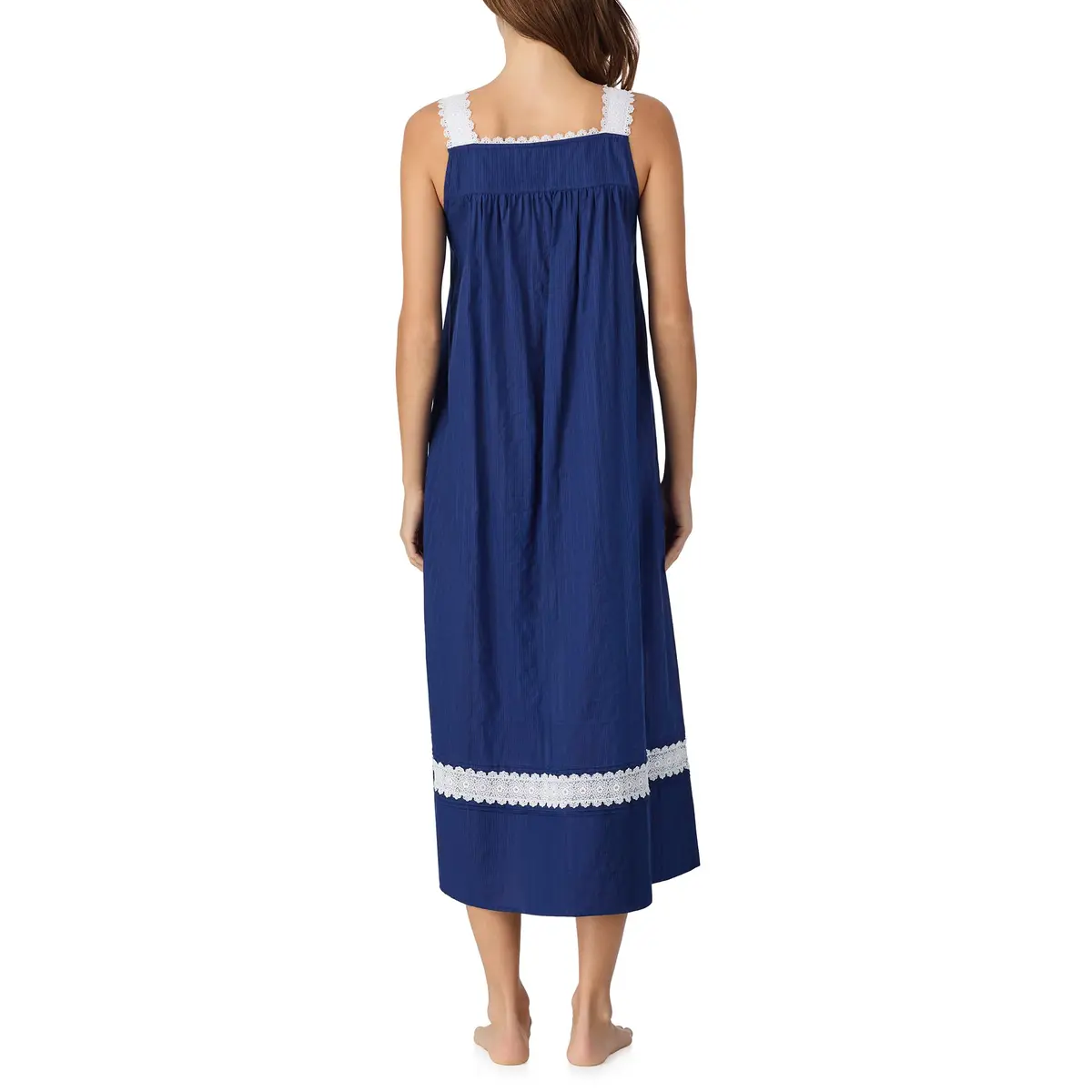 Eileen West 100% Cotton Sleeveless Nightgown 50" Navy | Elegant, Breathable & Classic - view 3