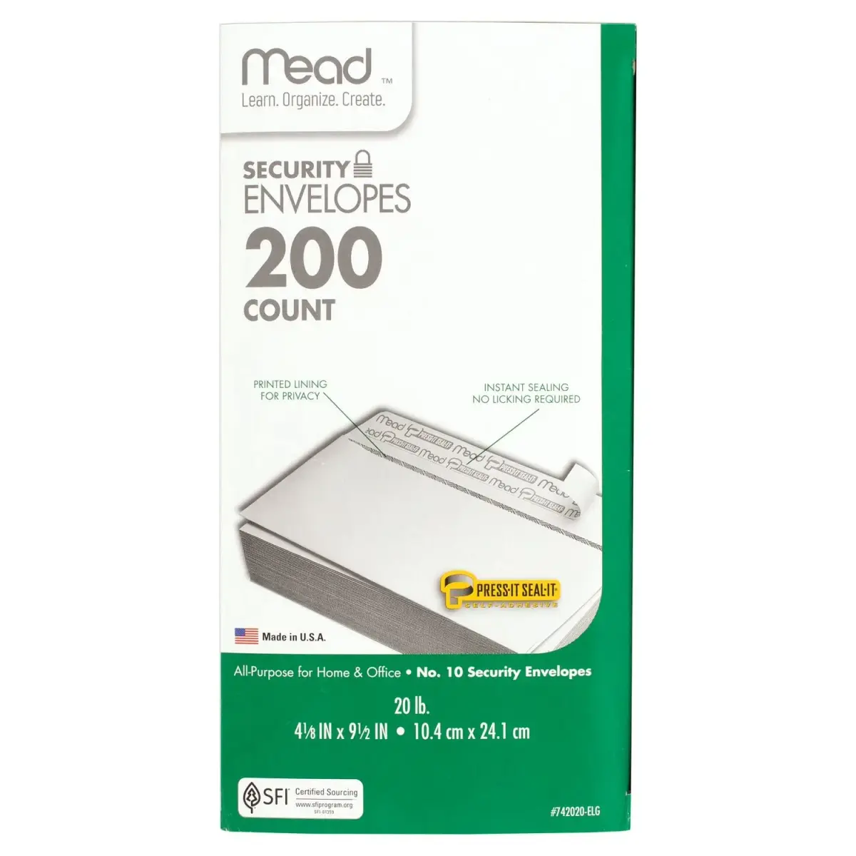Mead #10 Security Business Envelopes Letter Size 4-1/8" x 9-1/2" | 2400 Count Value Pack - view 6