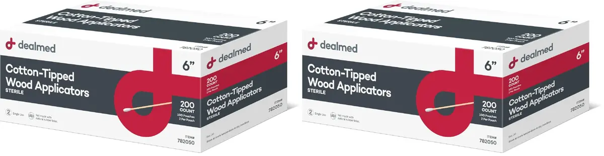 Dealmed 6" Sterile Cotton-Tipped Wood Applicators (15.24 cm) | 400 Count for Medication, Cleaning, Arts & Crafts - main product image