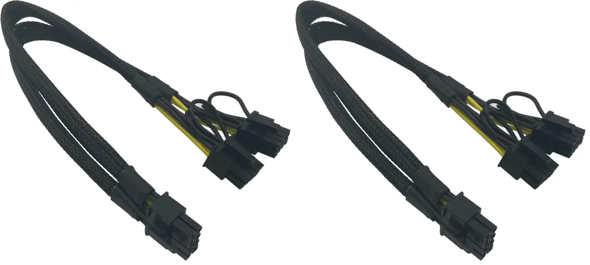COMeap GPU Power Cable for Dell T3600 T3610 T5600 T5610 T5610 T7600 T7610 5810 T5810 T7810, 8 Pin PCIe to Dual 8 Pin(6+2) Male PCIe Power Adapter 13-inch(34cm) (Pack of 2) - main product image