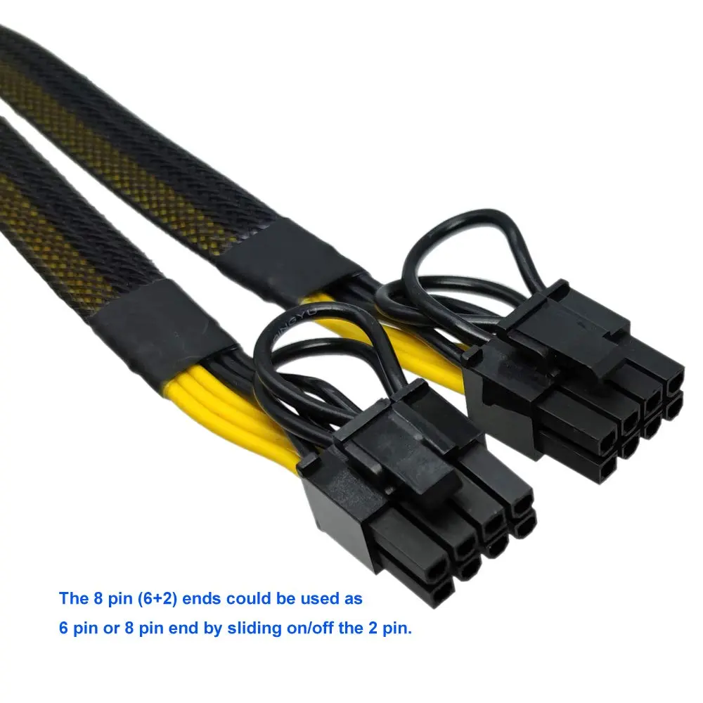 COMeap GPU Power Cable for Dell T3600 T3610 T5600 T5610 T5610 T7600 T7610 5810 T5810 T7810, 8 Pin PCIe to Dual 8 Pin(6+2) Male PCIe Power Adapter 13-inch(34cm) (Pack of 2) - view 3