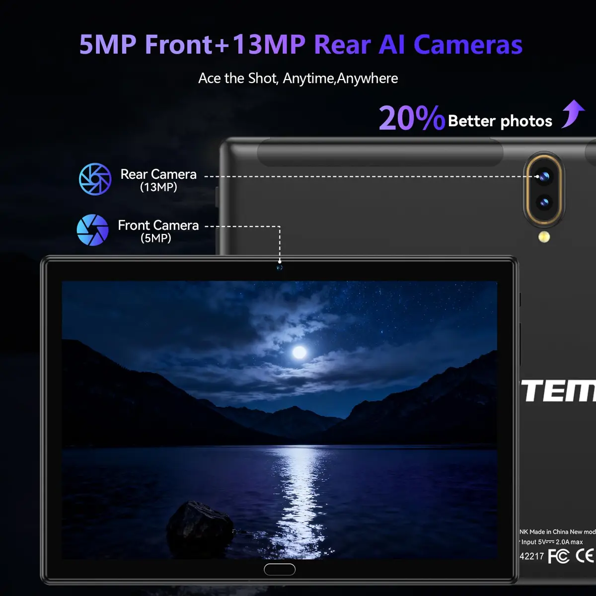 ANTEMPER 10.1 Inch Android Tablet 1280*800 IPS | Android 13, 6000mAh Battery, 8-Core, Wi-Fi & LTE, Black - view 6