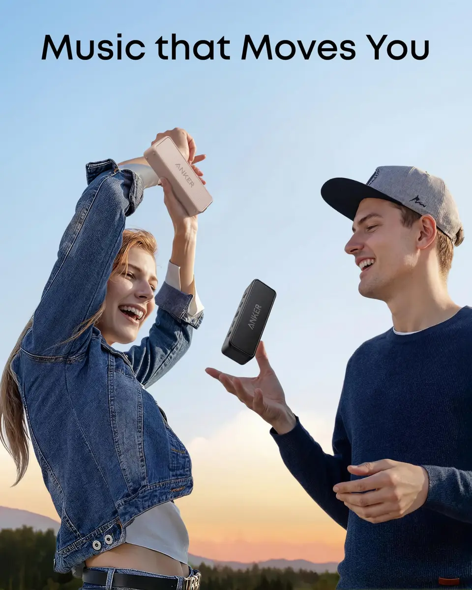 Anker Soundcore 2 Portable Bluetooth Speaker, Stereo Sound, IPX7 Waterproof, 24-Hour Playtime | Mocha Brown - view 4