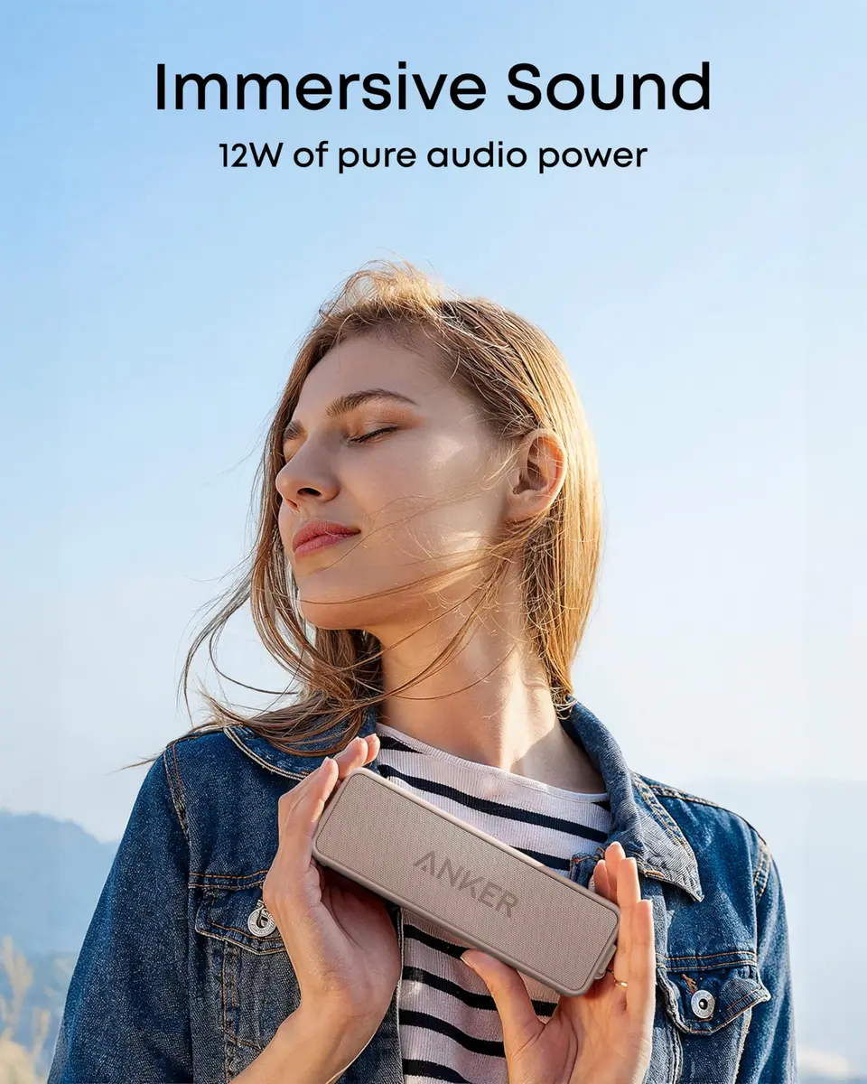 Anker Soundcore 2 Portable Bluetooth Speaker, Stereo Sound, IPX7 Waterproof, 24-Hour Playtime | Mocha Brown - view 5