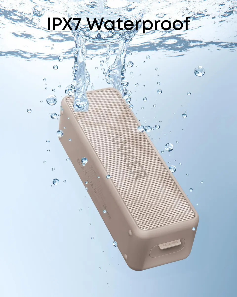Anker Soundcore 2 Portable Bluetooth Speaker, Stereo Sound, IPX7 Waterproof, 24-Hour Playtime | Mocha Brown - view 2