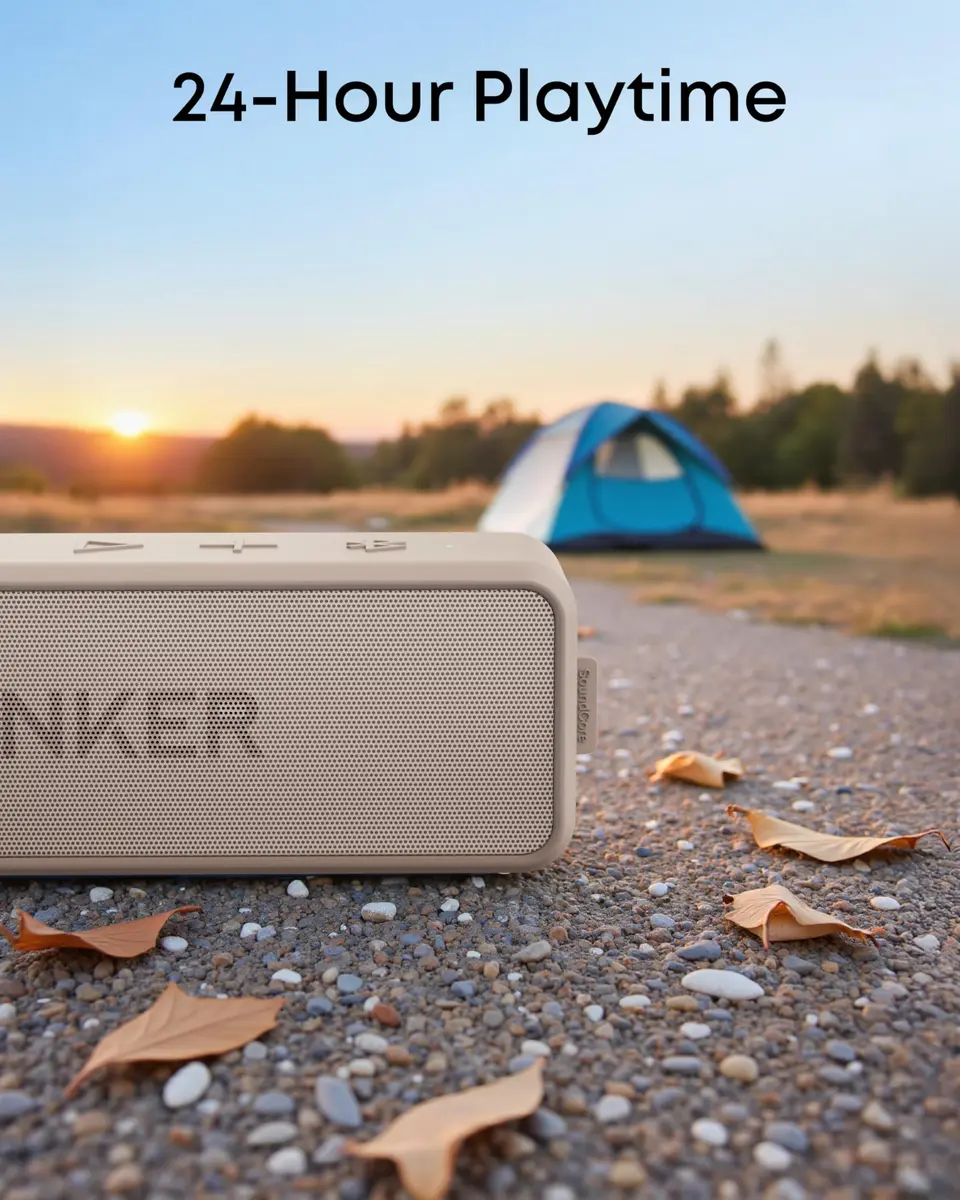 Anker Soundcore 2 Portable Bluetooth Speaker, Stereo Sound, IPX7 Waterproof, 24-Hour Playtime | Mocha Brown - view 3