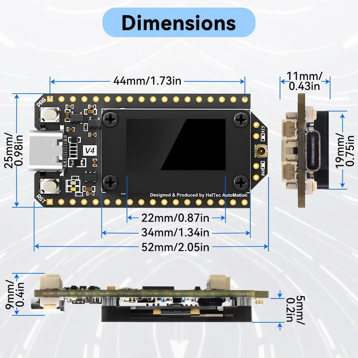 Meshnology ESP32 LoRa V4 Development Board | Upgraded ESP32-S3 SX1262 IoT Module with OLED & GPS Support - view 6