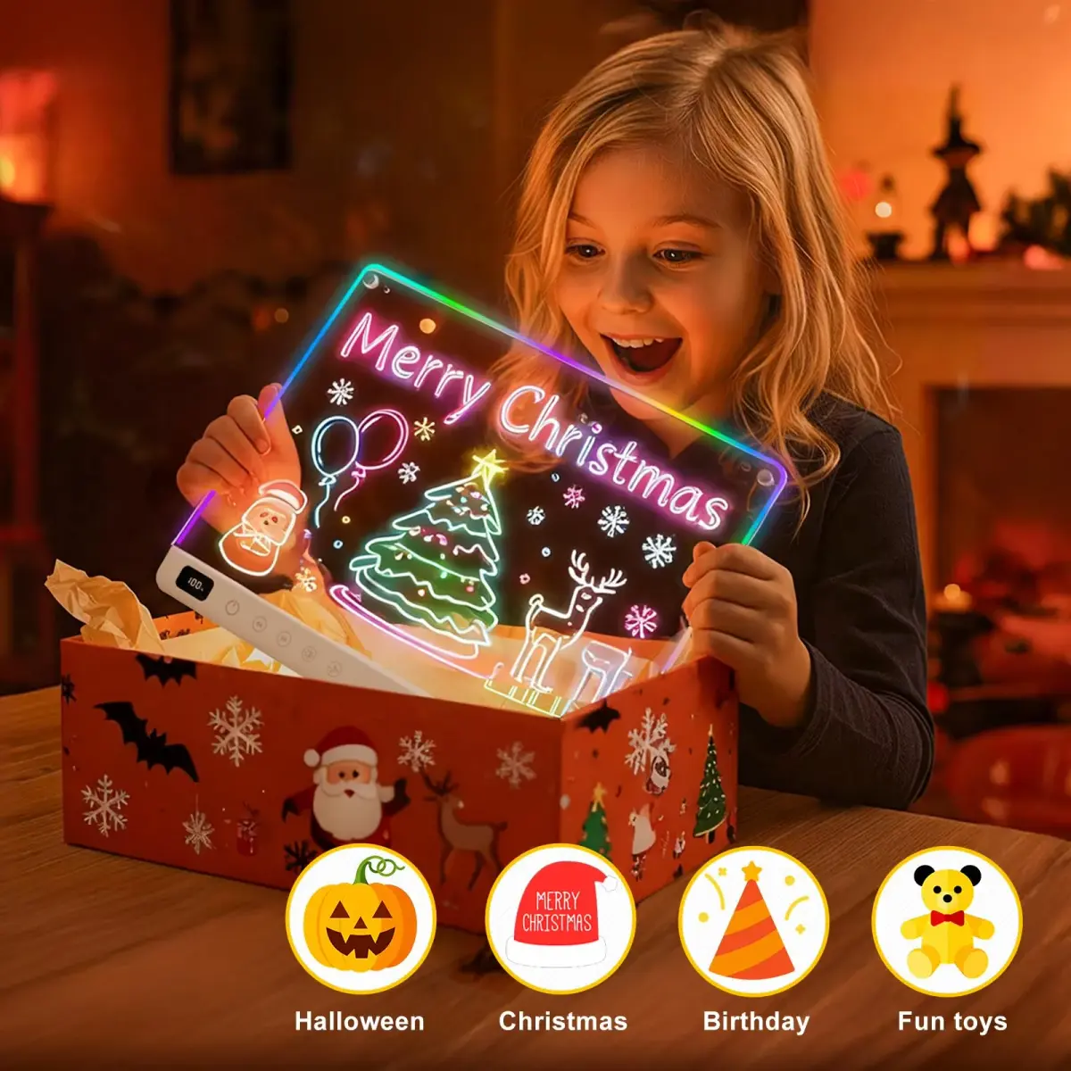 LUMIBOARD LED Drawing Board 35.3 cm (13.7 x 11 inches) | 8 Colors, 6 Modes, Rechargeable, Gift for Kids - view 8