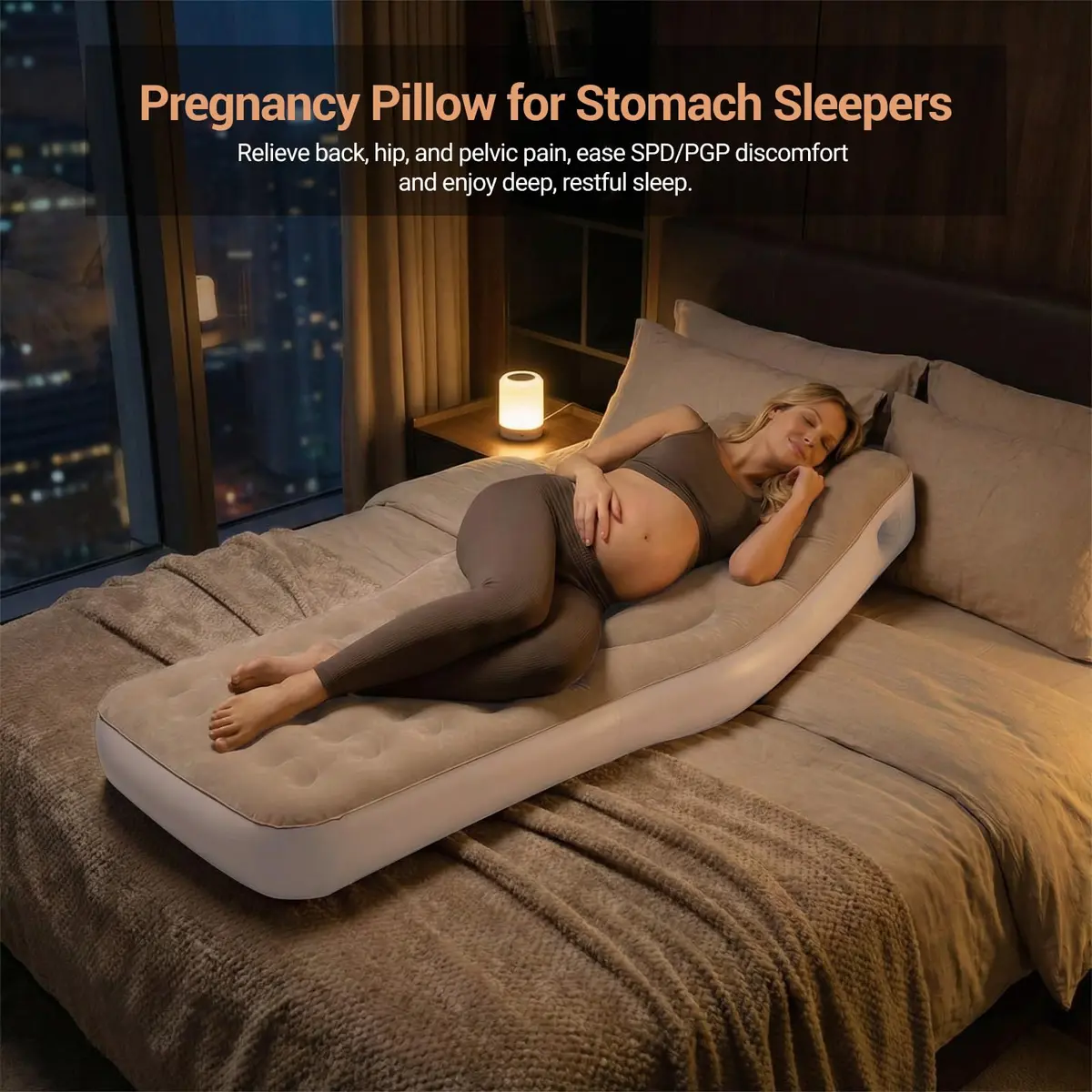 YATAOQINGJIE Inflatable Pregnancy Belly Pillow 68.5in | Support for Stomach Sleepers - view 6