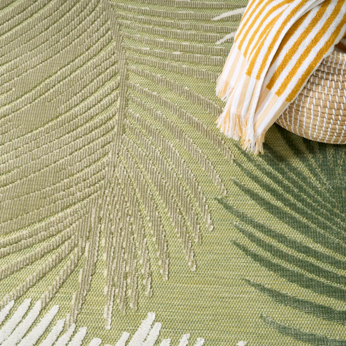 Nourison Suncoast Green 9' x 12' Area Rug | Easy Clean, Non Shedding, Tropical Style (9' x 12') - view 5