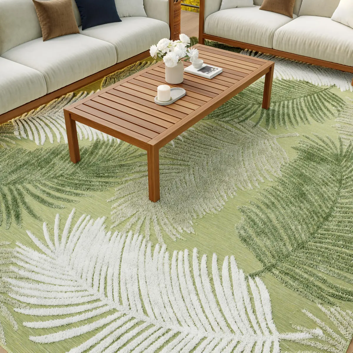 Nourison Suncoast Green 9' x 12' Area Rug | Easy Clean, Non Shedding, Tropical Style (9' x 12') - view 2